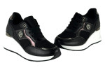 Γυναικεία Μαύρα Sneakers Με Ψηλή Πλατφόρμα Και Ασημί Λεπτομέρειες