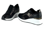 Γυναικεία Μαύρα Sneakers Με Ψηλή Πλατφόρμα Και Ασημί Λεπτομέρειες