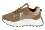 Γυναικεία Ροζ Μεταλιζε Sneakers Δίσολα Με Κορδόνια Και Μπεζ Λεπτομέρειες