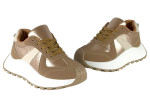 Γυναικεία Ροζ Μεταλιζε Sneakers Δίσολα Με Κορδόνια Και Μπεζ Λεπτομέρειες