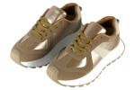 Γυναικεία Ροζ Μεταλιζε Sneakers Δίσολα Με Κορδόνια Και Μπεζ Λεπτομέρειες