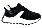Γυναικεία Μαύρα Μεταλιζε Sneakers Δίσολα Με Λευκές Λεπτομέρειες Και Κορδόνια