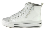 Γυναικεία Λευκά Μποτάκια Sneakers Δίσολα 