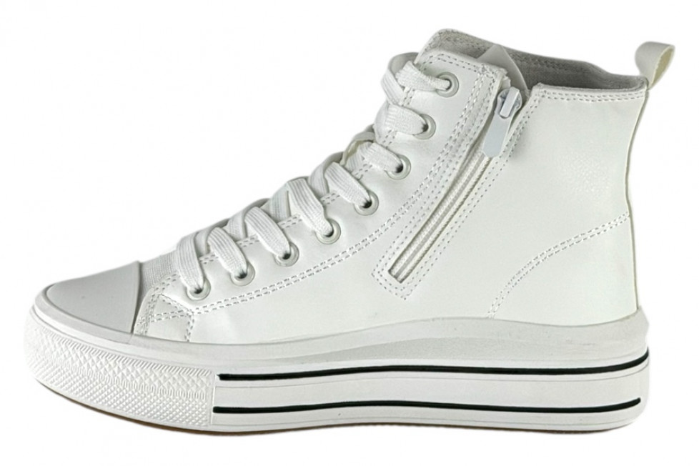 Γυναικεία Λευκά Μποτάκια Sneakers Δίσολα 