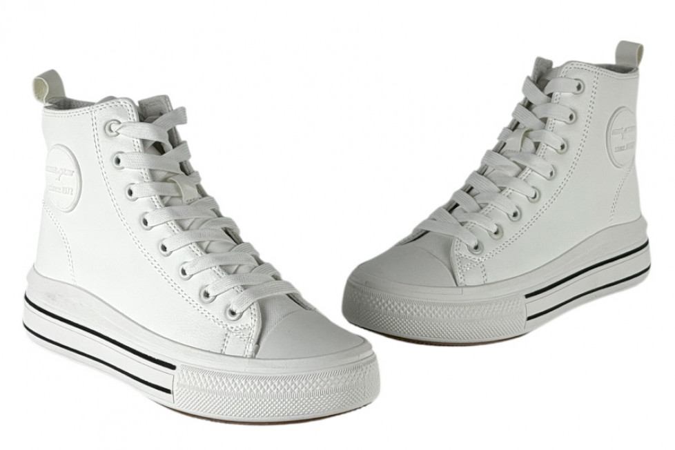 Γυναικεία Λευκά Μποτάκια Sneakers Δίσολα 