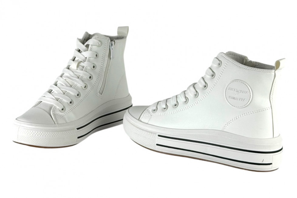 Γυναικεία Λευκά Μποτάκια Sneakers Δίσολα 