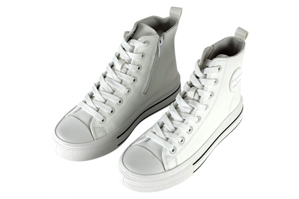 Γυναικεία Λευκά Μποτάκια Sneakers Δίσολα 