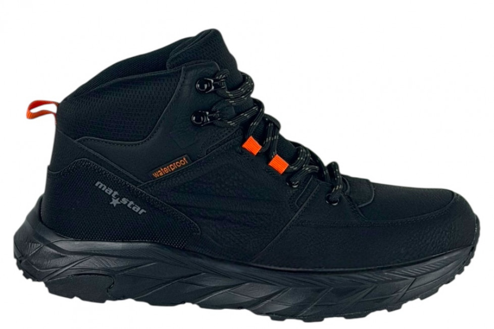 Ανδρικά Μποτάκια Μαύρα Casual Waterproof Με Κορδόνια 