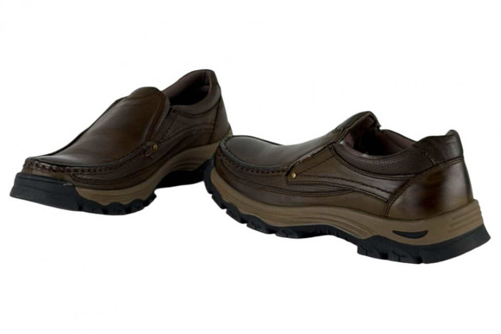 Δερμάτινα Ανδρικά Παπούτσια Slip On Σε Χρώμα Καφέ 