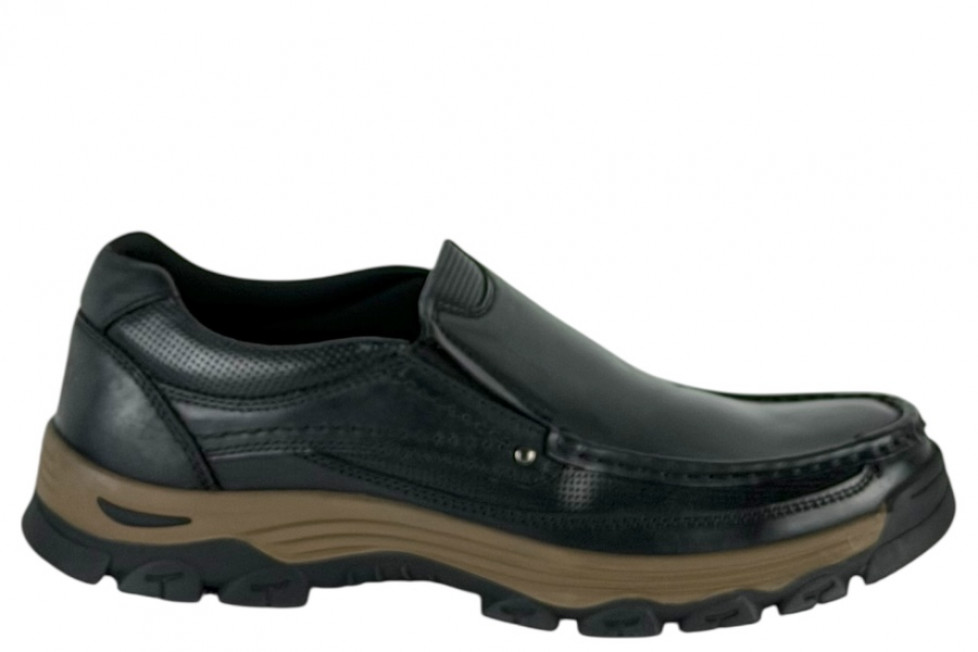 Δερμάτινα Ανδρικά Παπούτσια Slip On Σε Χρώμα Μαύρο
