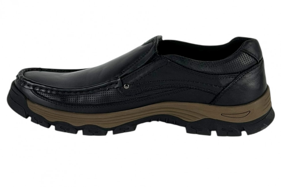 Δερμάτινα Ανδρικά Παπούτσια Slip On Σε Χρώμα Μαύρο