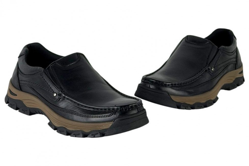 Δερμάτινα Ανδρικά Παπούτσια Slip On Σε Χρώμα Μαύρο
