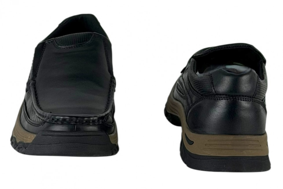 Δερμάτινα Ανδρικά Παπούτσια Slip On Σε Χρώμα Μαύρο