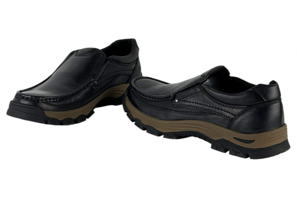Δερμάτινα Ανδρικά Παπούτσια Slip On Σε Χρώμα Μαύρο