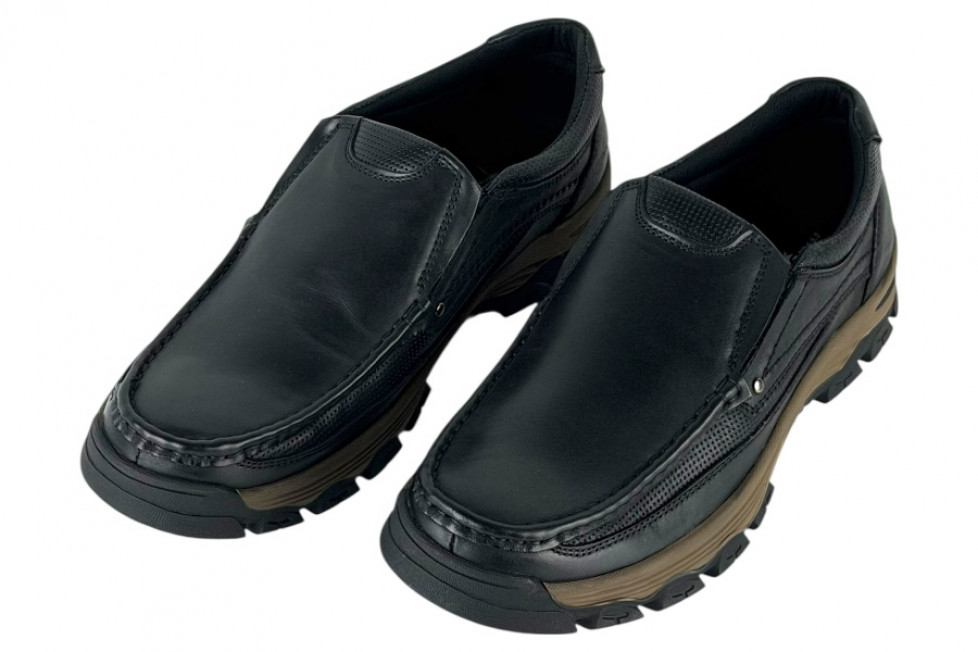 Δερμάτινα Ανδρικά Παπούτσια Slip On Σε Χρώμα Μαύρο