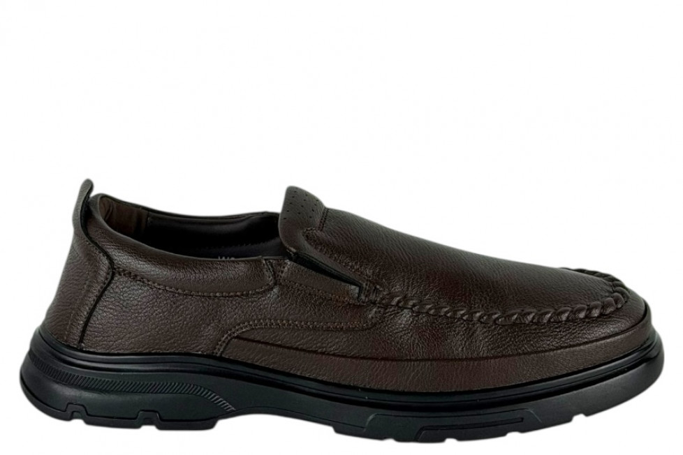 Δερμάτινα Ανδρικά Παπούτσια Slip On Σε Χρώμα Καφέ Με Σόλα Super Flex