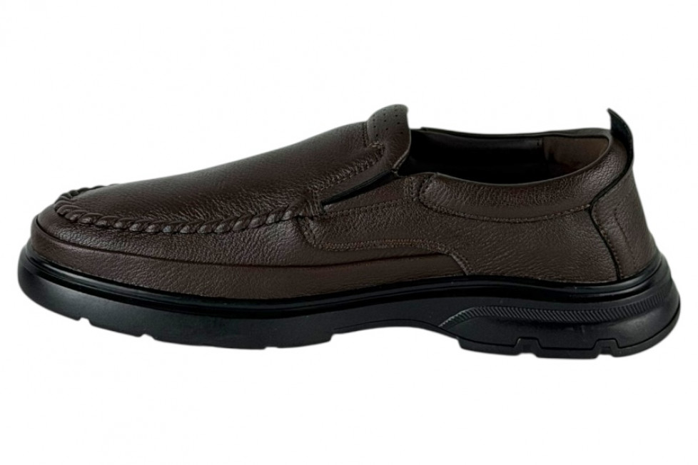 Δερμάτινα Ανδρικά Παπούτσια Slip On Σε Χρώμα Καφέ Με Σόλα Super Flex