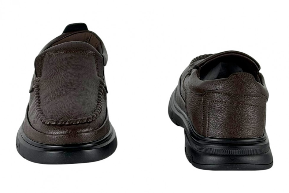 Δερμάτινα Ανδρικά Παπούτσια Slip On Σε Χρώμα Καφέ Με Σόλα Super Flex