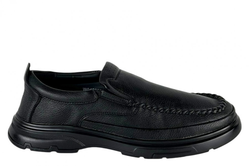 Δερμάτινα Ανδρικά Παπούτσια Slip On Σε Χρώμα Μαύρο Με Σόλα Super Flex