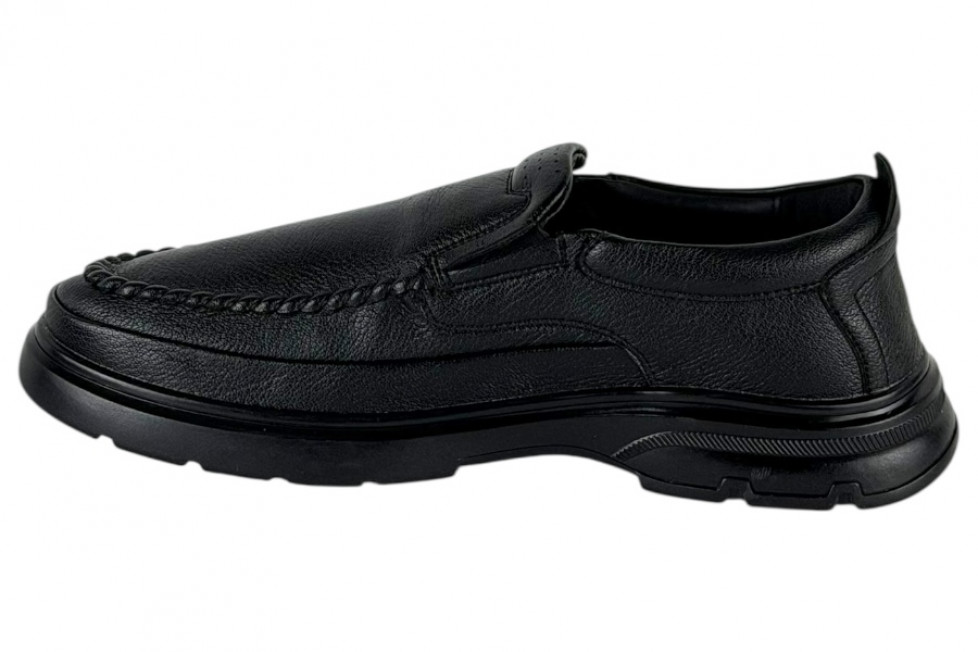 Δερμάτινα Ανδρικά Παπούτσια Slip On Σε Χρώμα Μαύρο Με Σόλα Super Flex