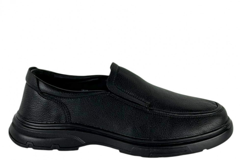 Δερμάτινα Ανδρικά Παπούτσια Slip On Σε Χρώμα Μαύρο Με Σόλα Super Flex