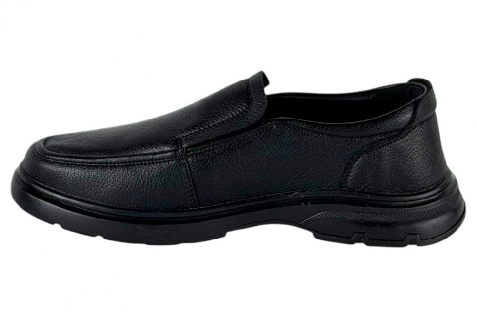 Δερμάτινα Ανδρικά Παπούτσια Slip On Σε Χρώμα Μαύρο Με Σόλα Super Flex
