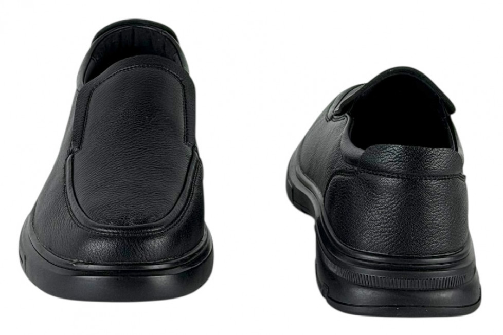 Δερμάτινα Ανδρικά Παπούτσια Slip On Σε Χρώμα Μαύρο Με Σόλα Super Flex
