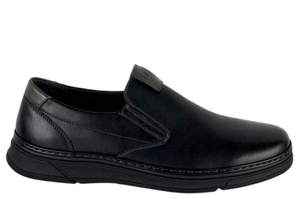 Δερμάτινα Ανδρικά Παπούτσια Slip On Σε Χρώμα Μαύρο 