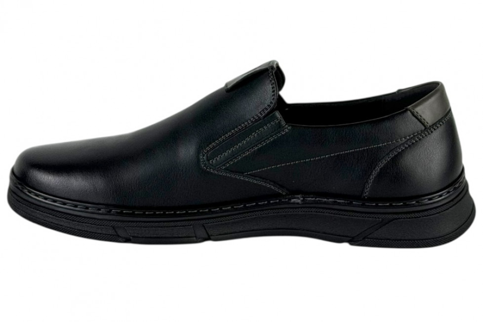 Δερμάτινα Ανδρικά Παπούτσια Slip On Σε Χρώμα Μαύρο 