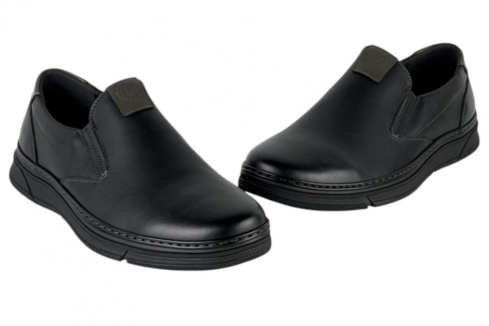 Δερμάτινα Ανδρικά Παπούτσια Slip On Σε Χρώμα Μαύρο 