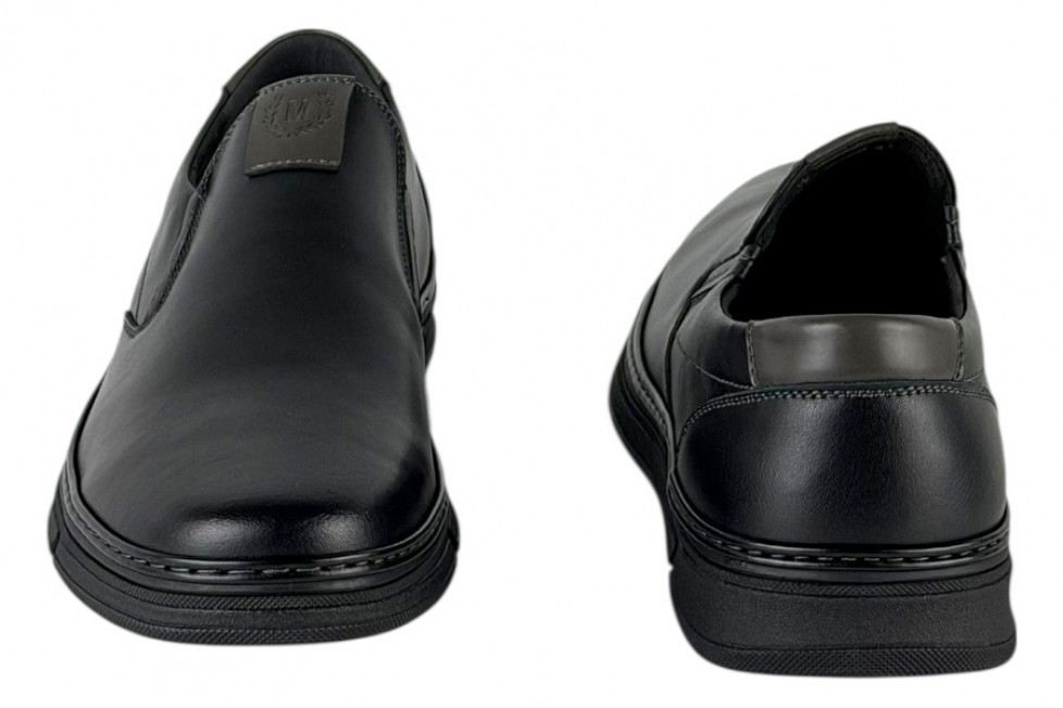 Δερμάτινα Ανδρικά Παπούτσια Slip On Σε Χρώμα Μαύρο 