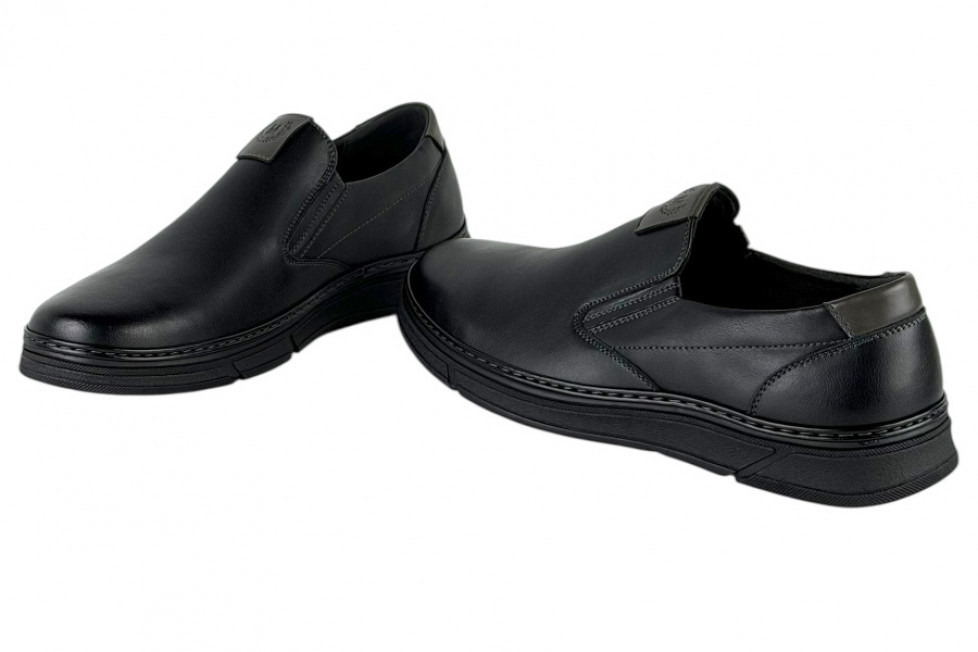 Δερμάτινα Ανδρικά Παπούτσια Slip On Σε Χρώμα Μαύρο 