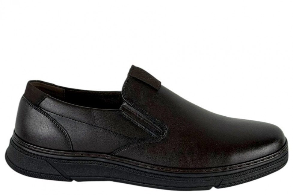 Δερμάτινα Ανδρικά Παπούτσια Slip On Σε Χρώμα Καφέ