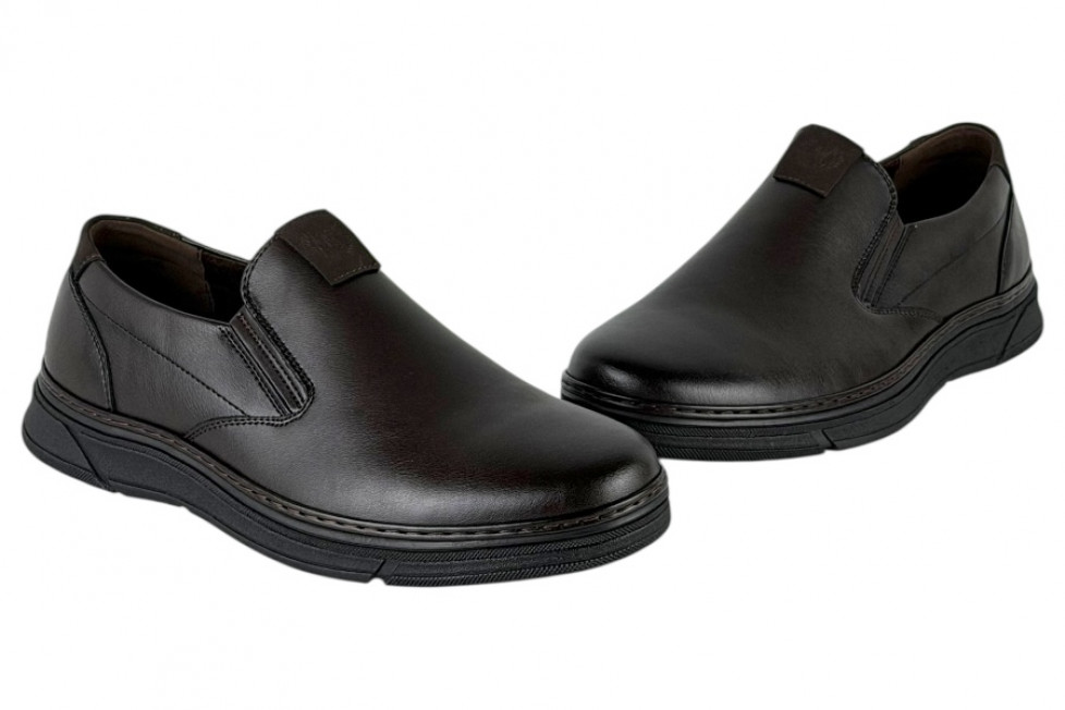 Δερμάτινα Ανδρικά Παπούτσια Slip On Σε Χρώμα Καφέ
