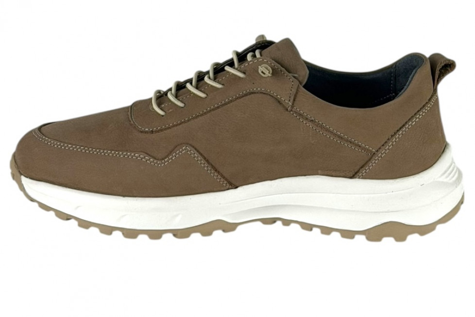 Δερμάτινα Ανδρικά Sneakers Slip On Με Ελαστικά Κορδόνια Σε χρώμα Μπεζ