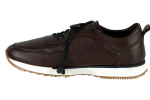 Δερμάτινα Ανδρικά Sneakers Slip On Με Ελαστικά Κορδόνια Σε χρώμα Καφέ