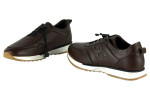 Δερμάτινα Ανδρικά Sneakers Slip On Με Ελαστικά Κορδόνια Σε χρώμα Καφέ