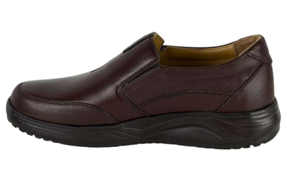 Δερμάτινα Ανδρικά Ανατομικά Παπούτσια Slip On Σε Χρώμα Καφέ