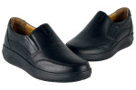 Δερμάτινα Ανδρικά Ανατομικά Παπούτσια Slip On Σε Χρώμα Μαύρο