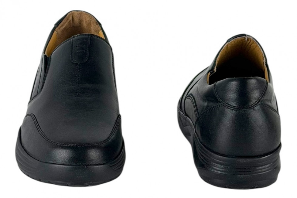 Δερμάτινα Ανδρικά Ανατομικά Παπούτσια Slip On Σε Χρώμα Μαύρο