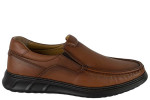 Δερμάτινα Ανδρικά Ανατομικά Παπούτσια Slip On Σε Χρώμα Ταμπά