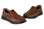 Δερμάτινα Ανδρικά Ανατομικά Παπούτσια Slip On Σε Χρώμα Ταμπά