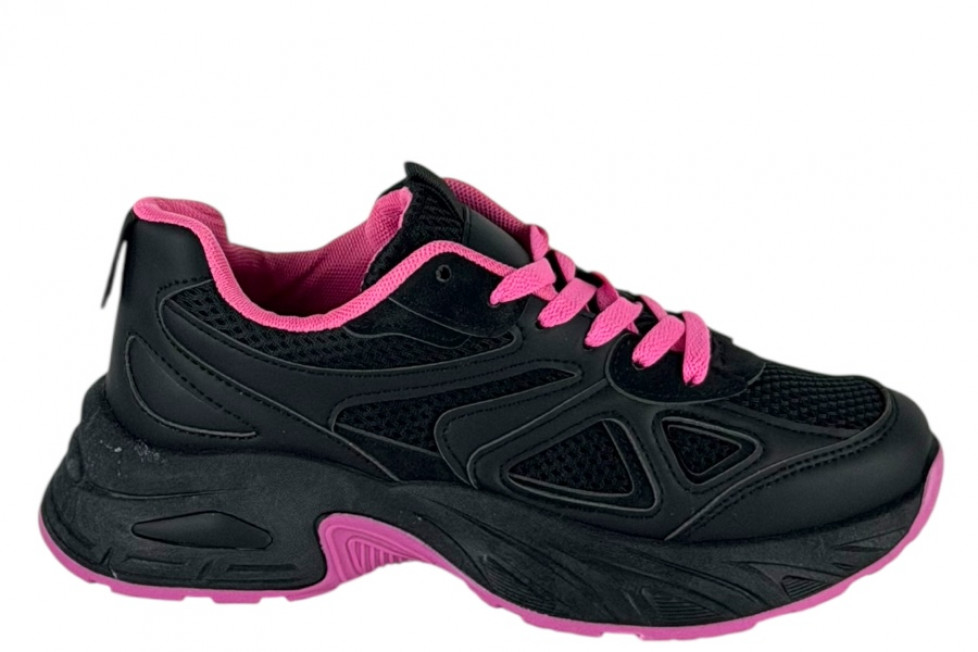 Γυναικεία Μαύρα Sneakers Με Ψηλή Σόλα Και Φουξ Λεπτομέρειες