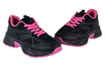 Γυναικεία Μαύρα Sneakers Με Ψηλή Σόλα Και Φουξ Λεπτομέρειες