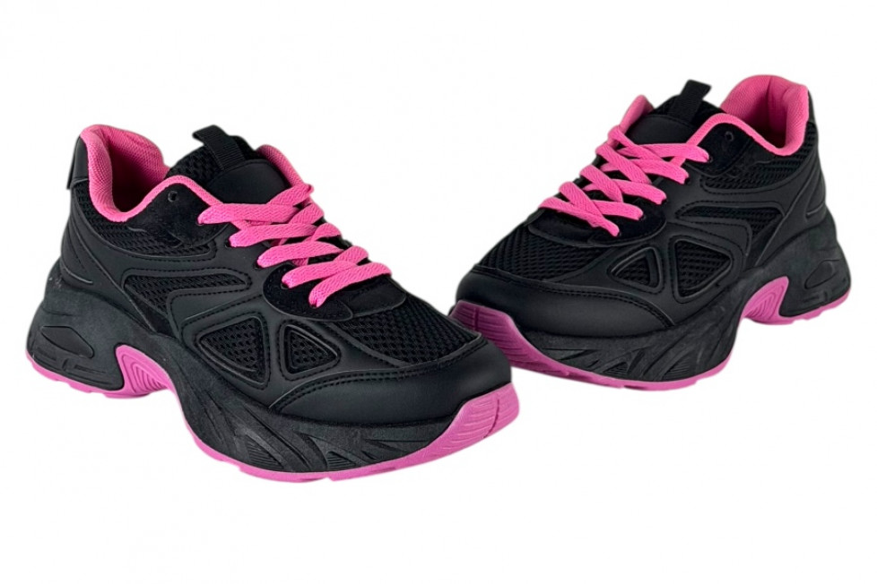 Γυναικεία Μαύρα Sneakers Με Ψηλή Σόλα Και Φουξ Λεπτομέρειες