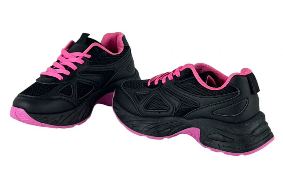 Γυναικεία Μαύρα Sneakers Με Ψηλή Σόλα Και Φουξ Λεπτομέρειες