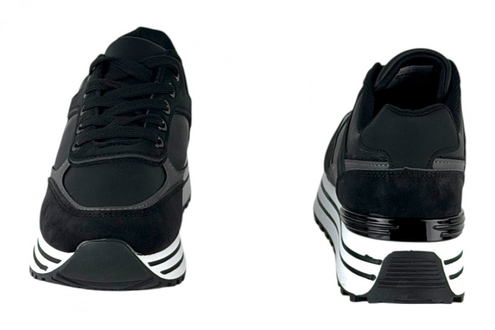 Γυναικεία Μαύρα Sneakers Δίσολα Με Κορδόνια
