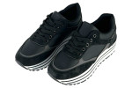 Γυναικεία Μαύρα Sneakers Δίσολα Με Κορδόνια
