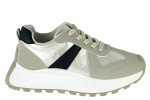 Γυναικεία Ασημί Μεταλιζε Sneakers Δίσολα Με Κορδόνια Και Μαύρες Λεπτομέρειες