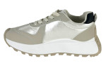 Γυναικεία Ασημί Μεταλιζε Sneakers Δίσολα Με Κορδόνια Και Μαύρες Λεπτομέρειες
